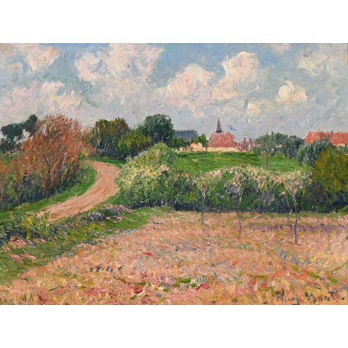 Paysage de Bretagne, arbres en fleurs